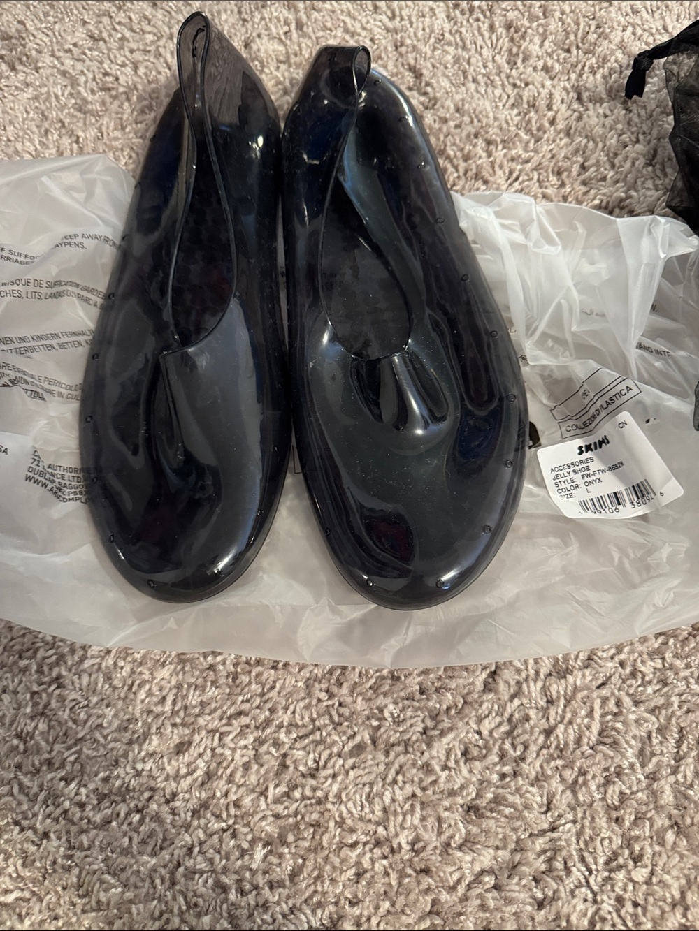 SKIMS Black Jelly Flats Loafers